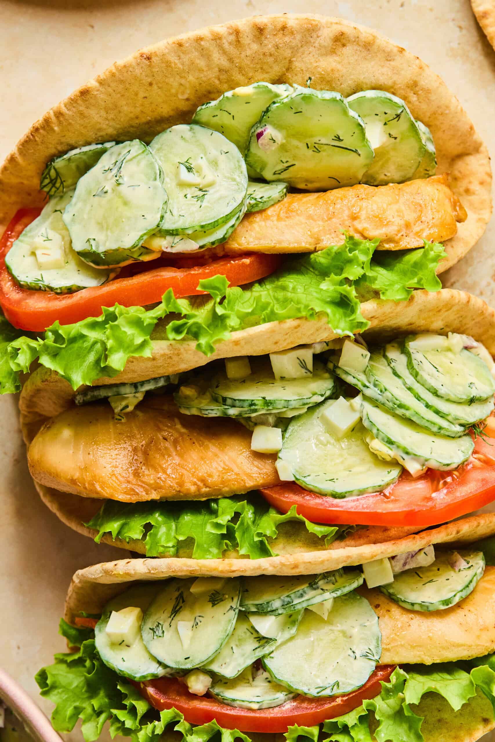 Cucumber Chicken Pita Wraps (low carb & high protein)