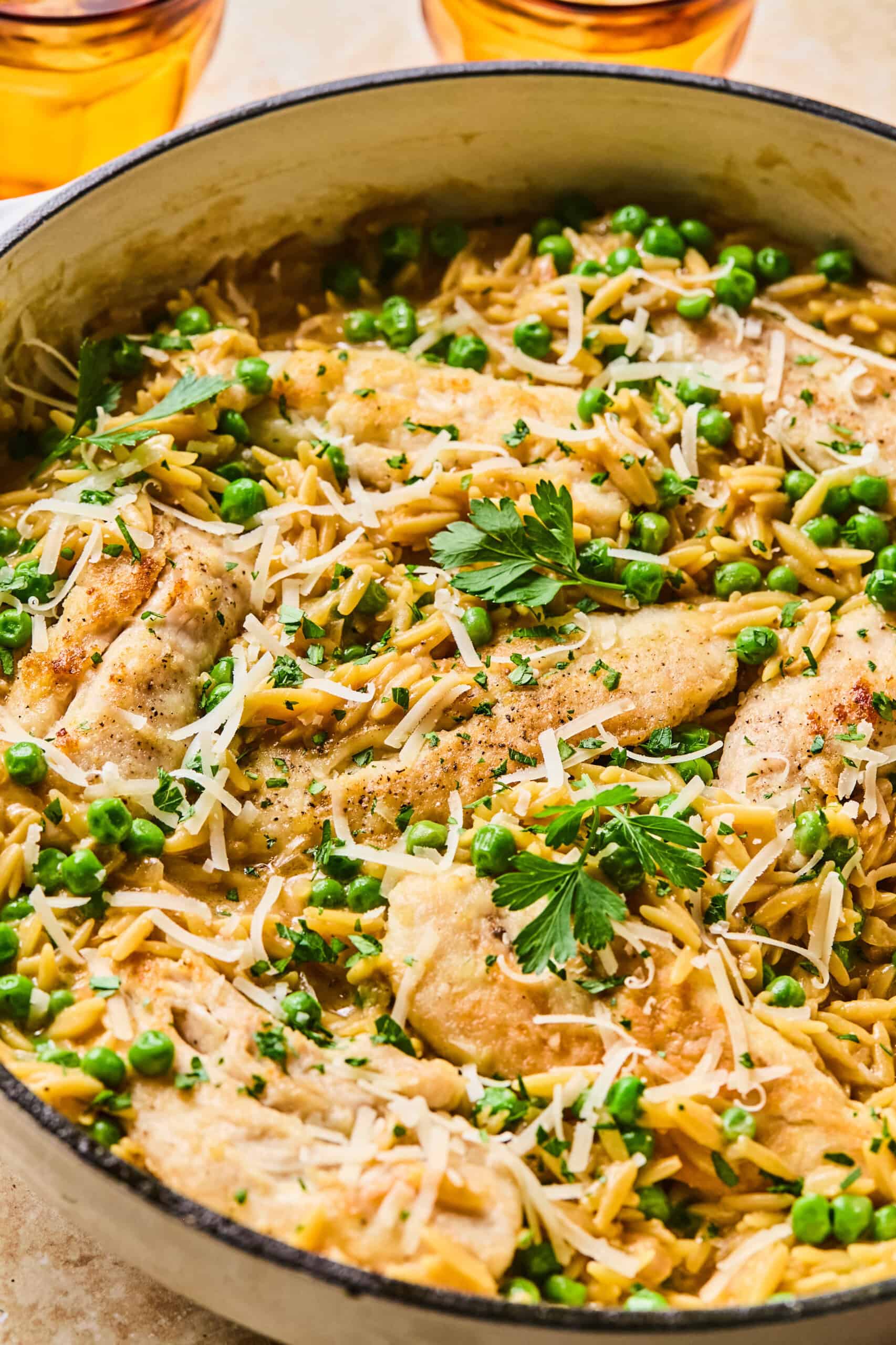 One-Pan Chicken, Orzo and Peas (high-protein)