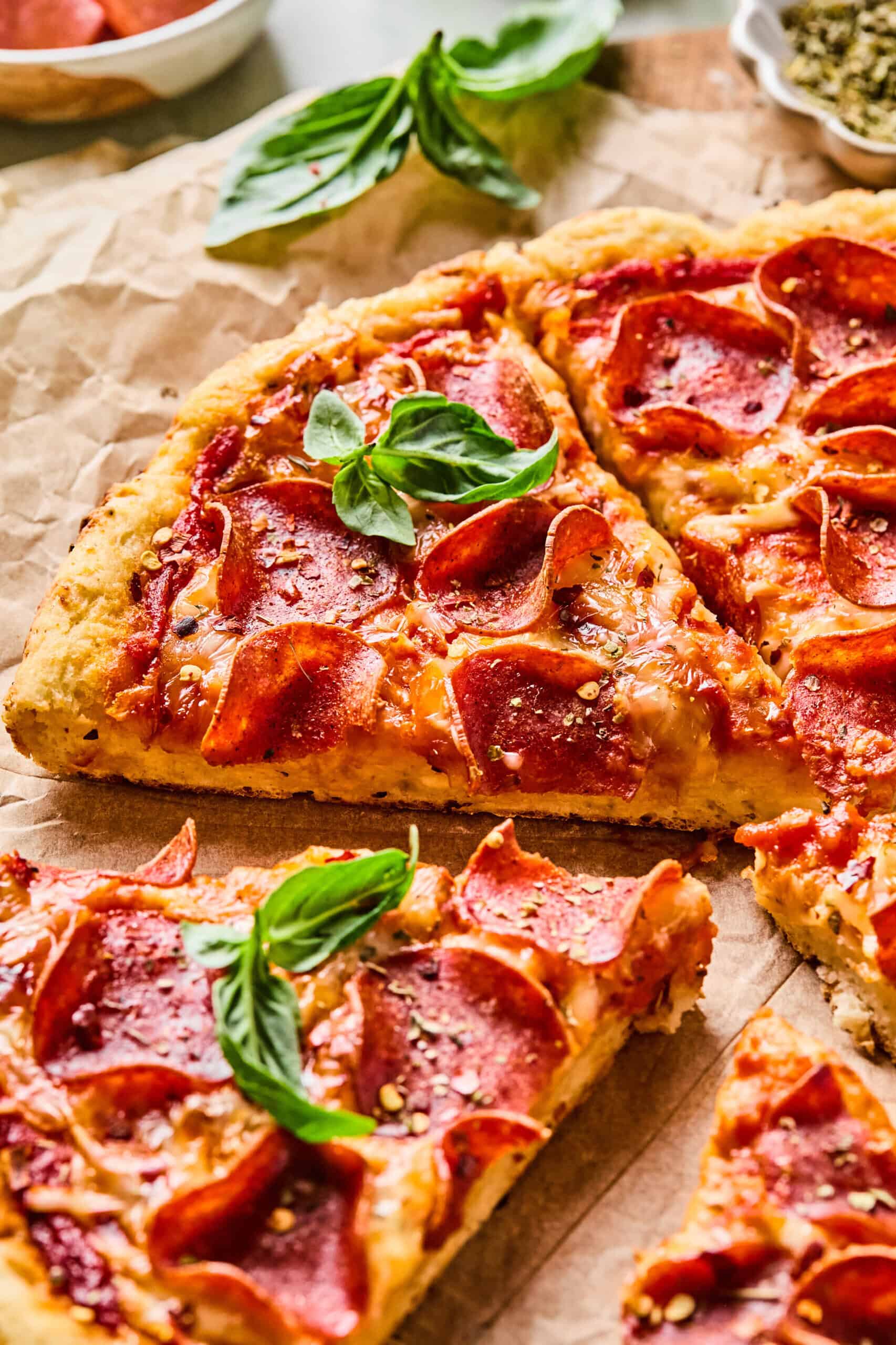 Skillet Pepperoni Pizza with Cottage Cheese Crust