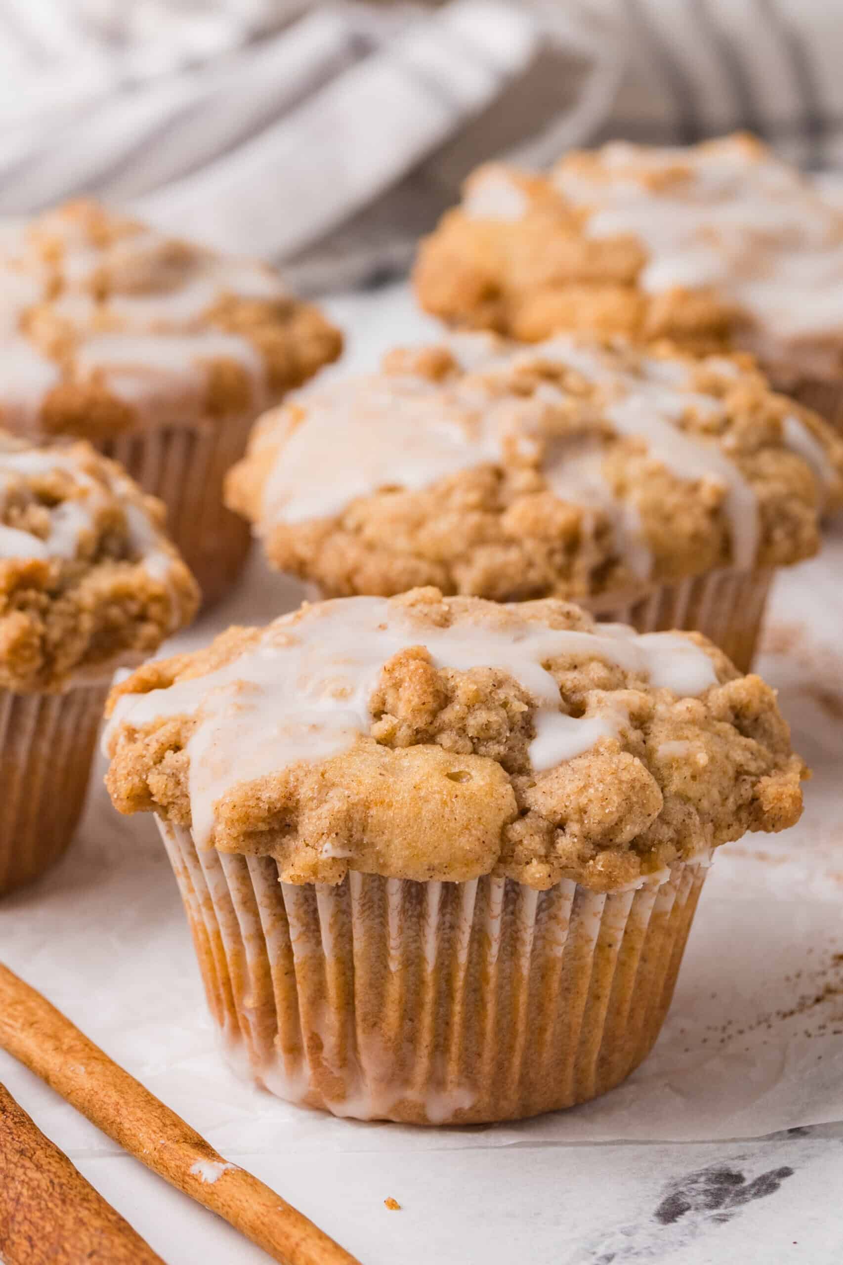 Streusel Coffee Cake Muffins with Vanilla Glaze