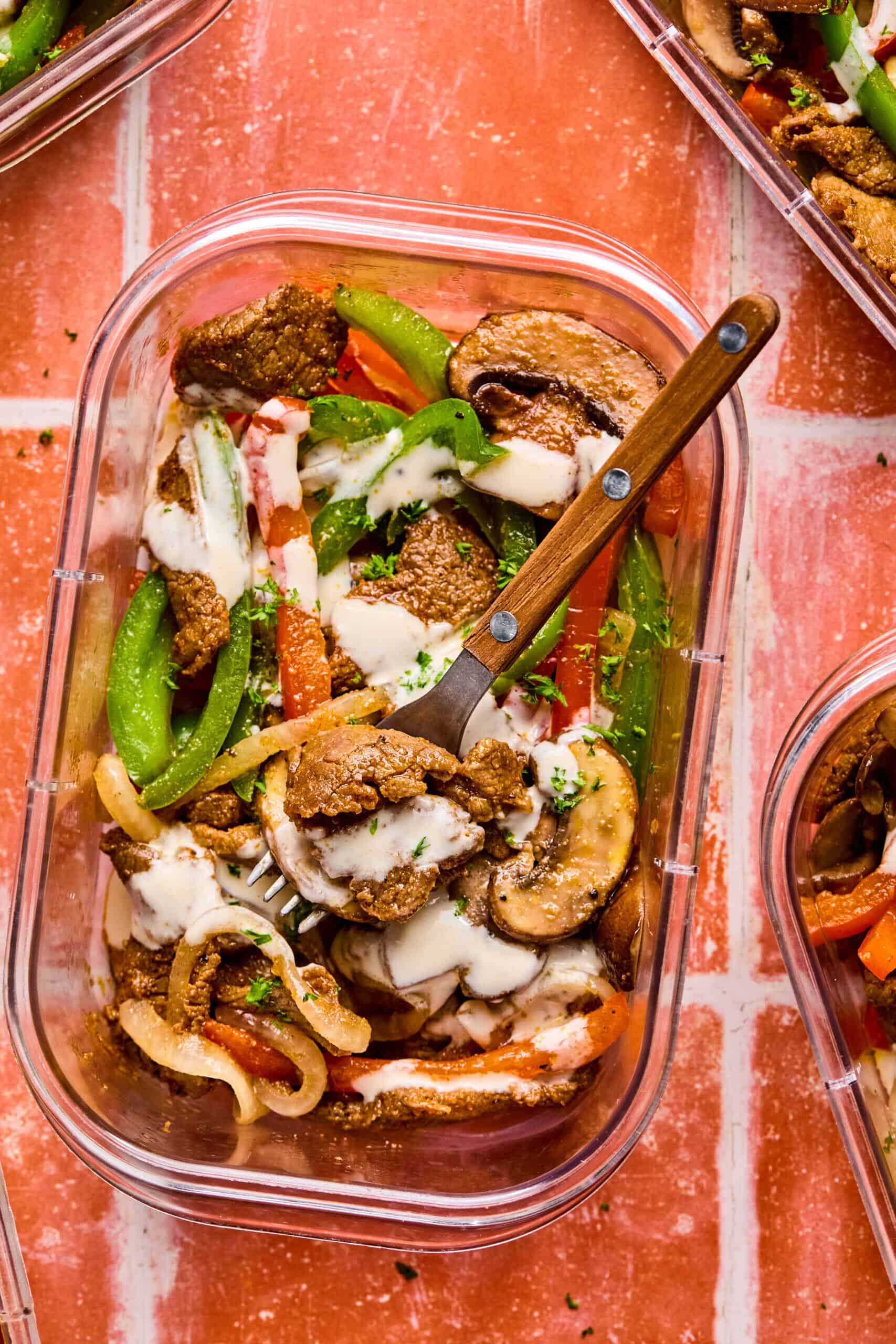 Low Carb Philly Cheesesteak Meal Prep Bowls
