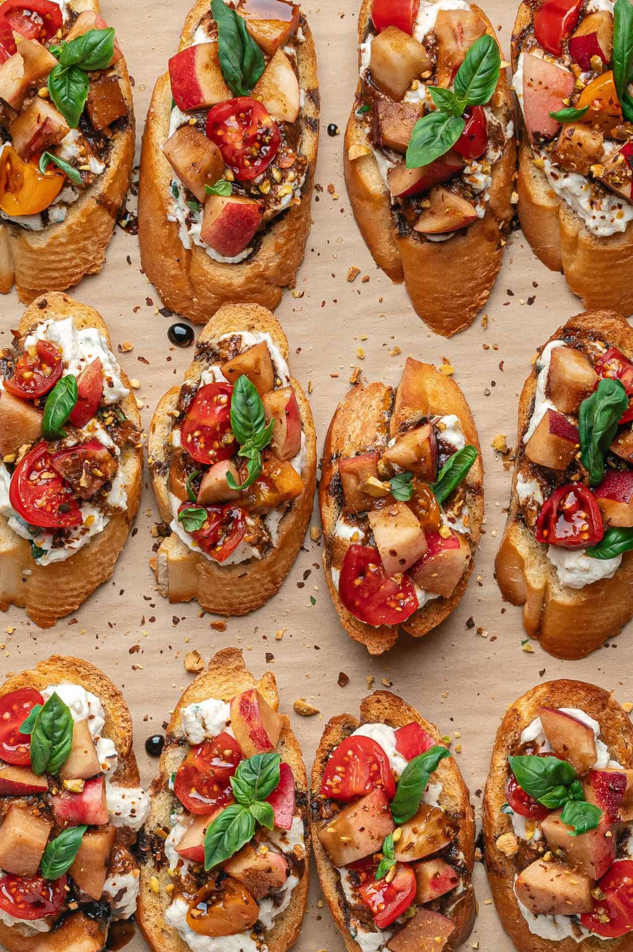 Nectarine Pistachio Ricotta Bruschetta