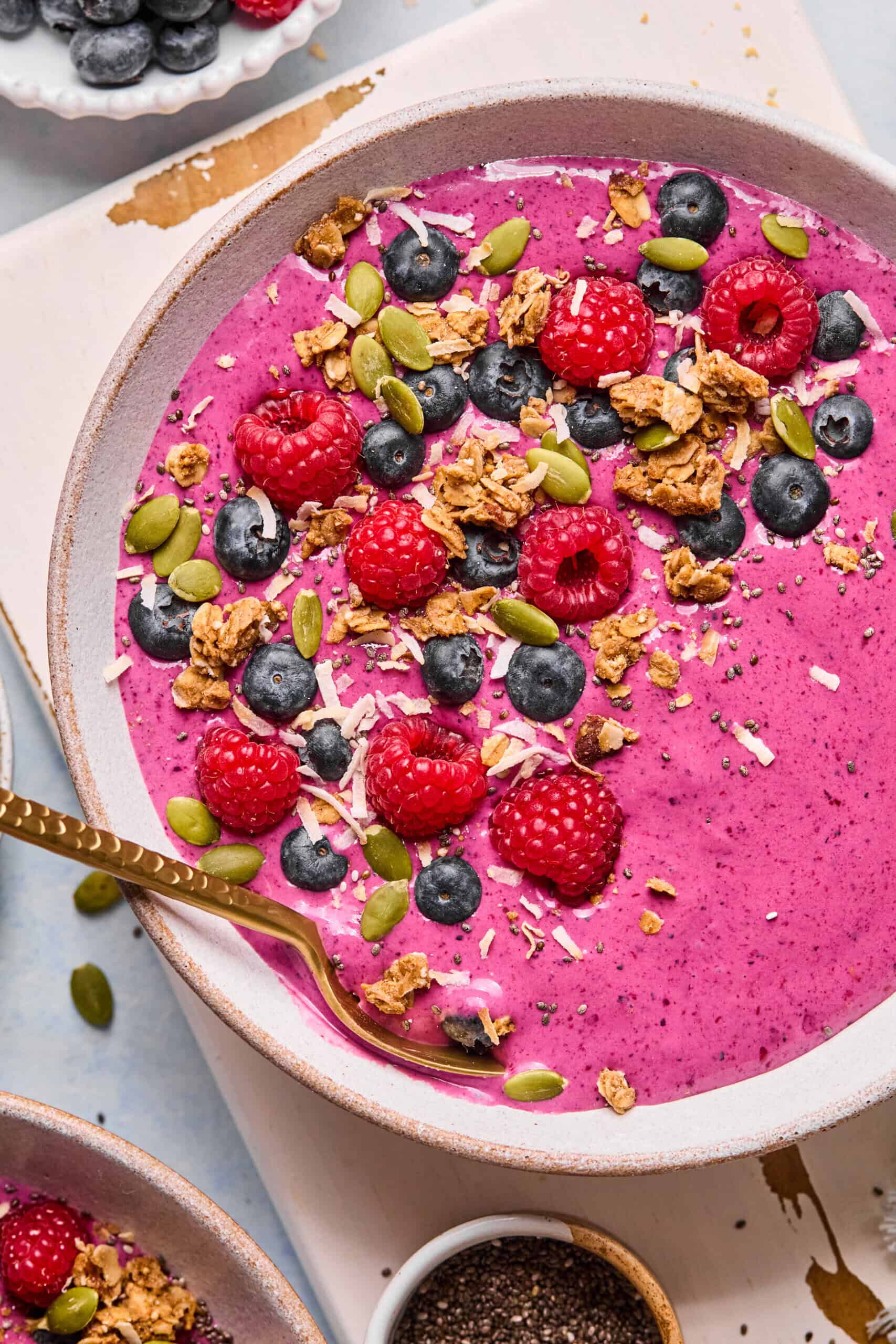 High Protein Mixed Berry Smoothie Bowl