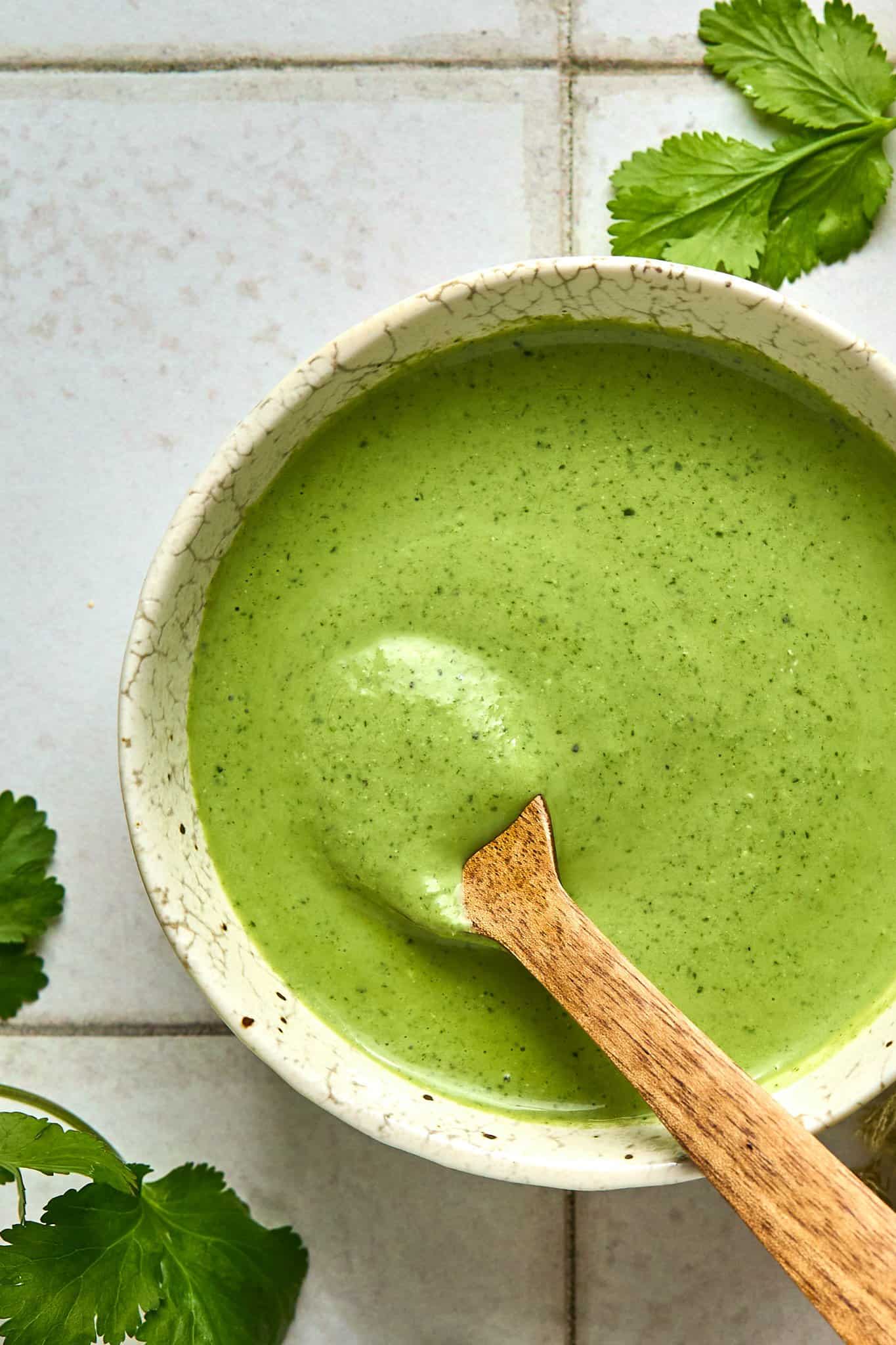 Creamy Cilantro Dressing with Cottage Cheese
