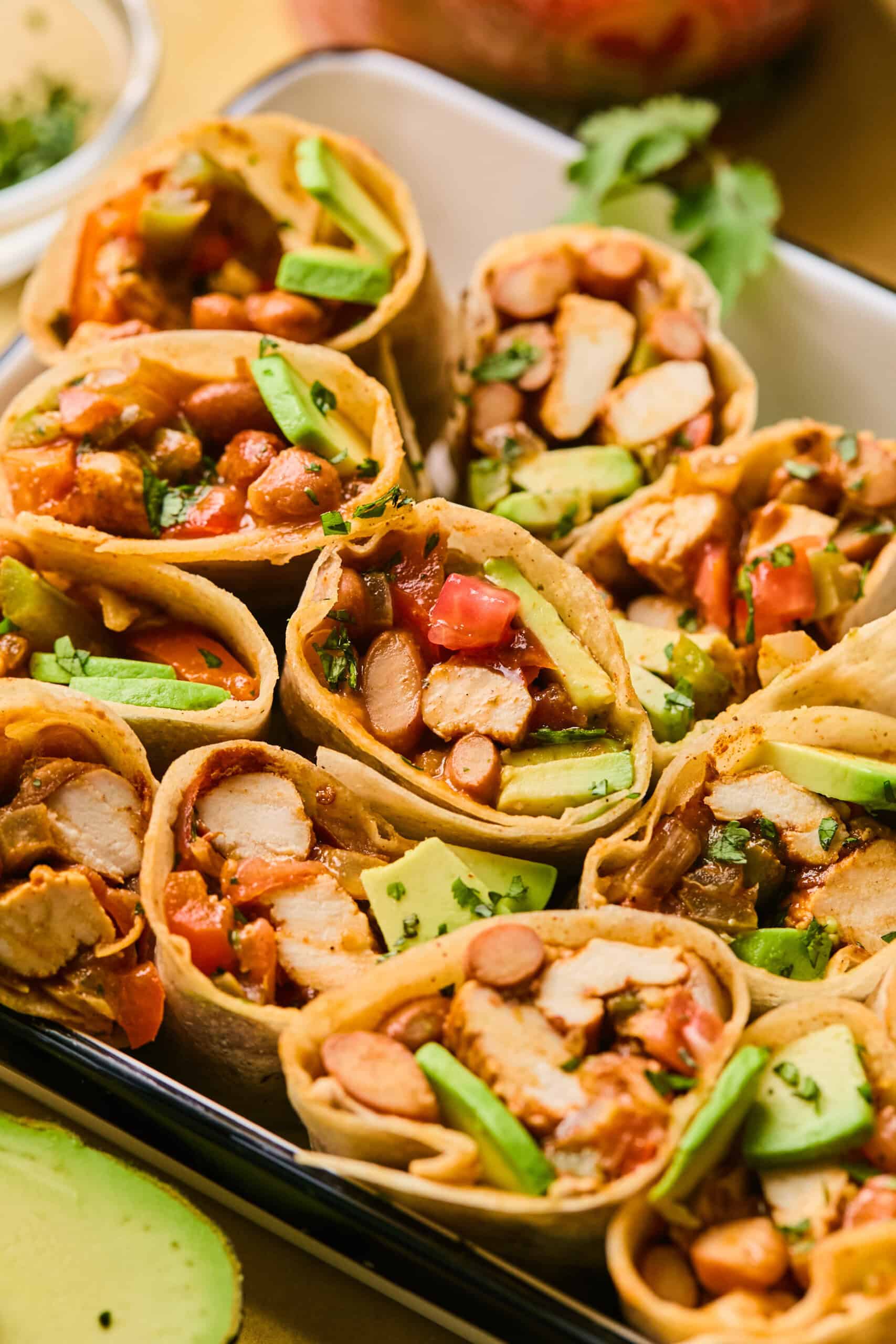 Sheet Pan Chicken and Bean Fajita Wraps (gluten and dairy-free)