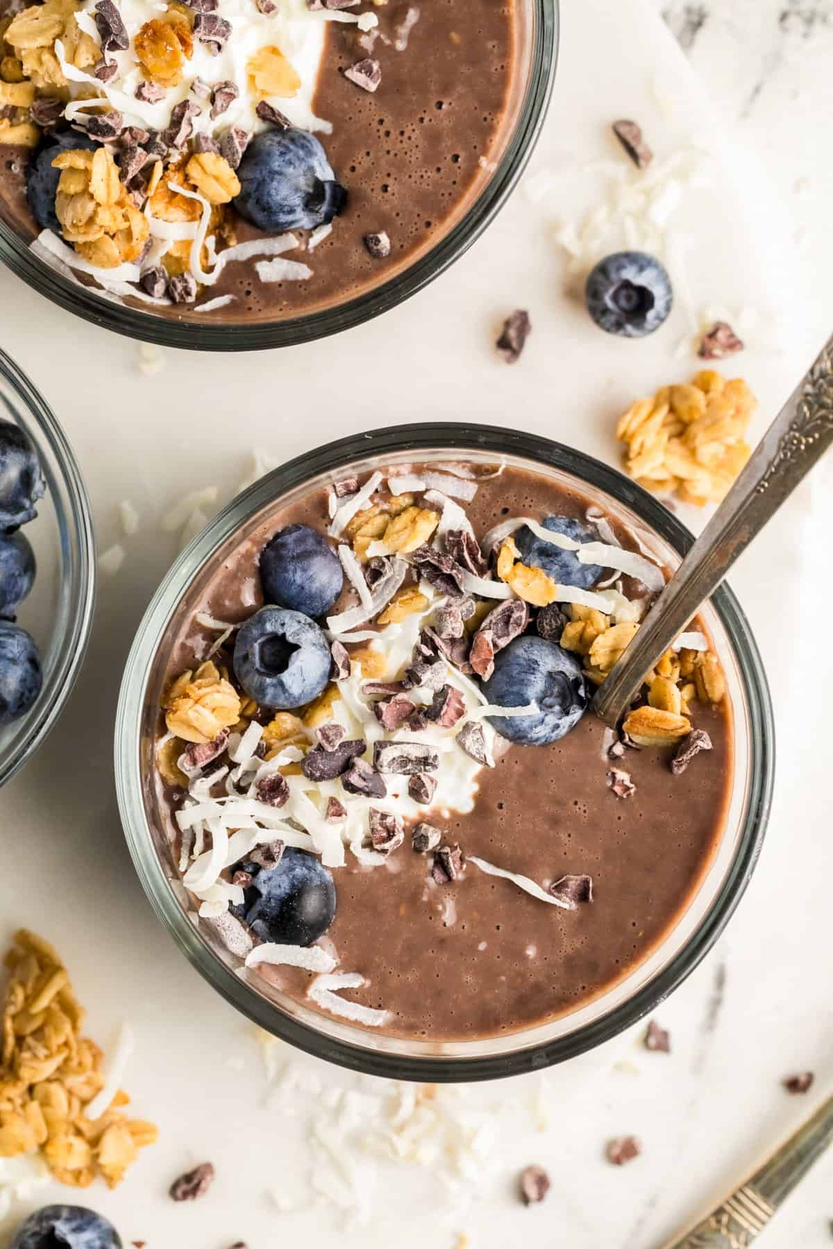 Chocolate Protein Chia Seed Pudding with Greek Yogurt